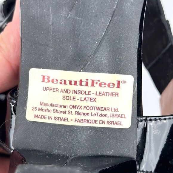 New BeautiFeel Adele Black Leather Patent Leather Heeled Sandal EUR 42 US 11 - Picture 12 of 16
